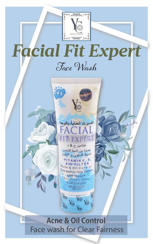 Y.C Facial Fit Expert Face Wash With Vitamin C, E & UV Filter For Acne & Oil Control (Face wash For Clear Fairness) 100 ml