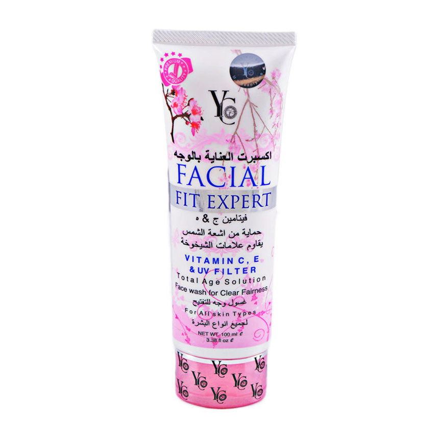 Y.C Facial Fit Expert Face Wash With Vitamin C, E & UV Filter For Total Age Solution Face wash For Clear Fairness 100 ml